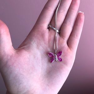 Charming Charlie’s Pink Jewel Butterfly Necklace